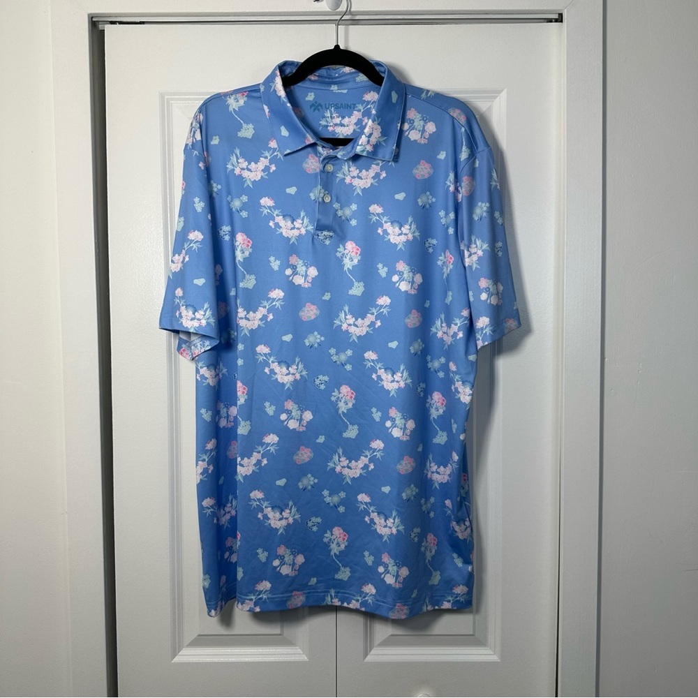 UPSAINT Men's Size XL Button Down Stretch Shirt Save the Turtles